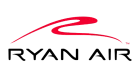 The trademarked Ryan Air logo in red and black.