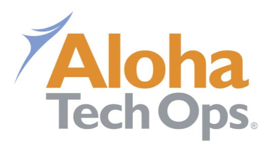 Aloha Tech Ops registered logo in orange, periwinkle blue, and gray.