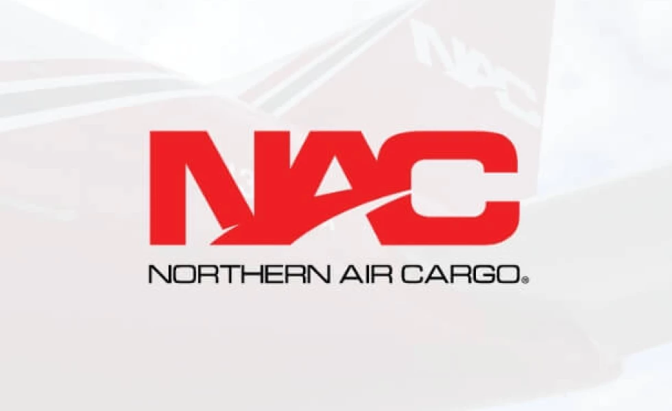 The registered Northern Air Cargo logo with a photo of the plane's tail in the background.