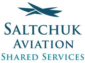 The Saltchuk Aviation Shared Services logo in navy and marine blue.